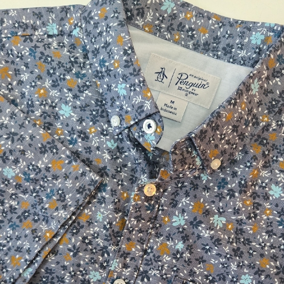 Original Penguin Other - Penguin Men’s Floral Print‎ Button Down Shirt Size M Short Sleeve